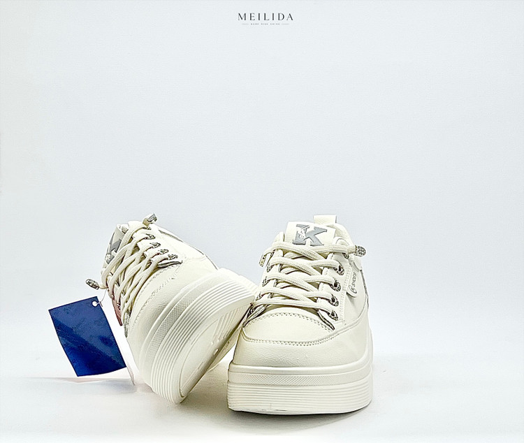 ونس بند کشی وارداتی راحتی زنانه روزمره و پیاده روی برند k shoes کد 12959 رنگ سفید طوسی