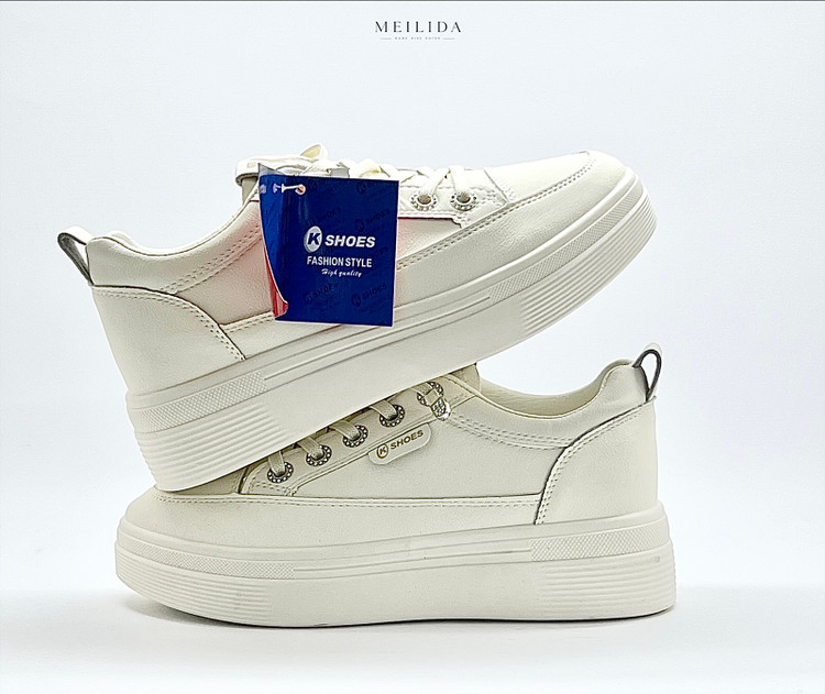 ونس بند کشی وارداتی راحتی زنانه روزمره و پیاده روی برند k shoes کد 12959 رنگ سفید سرمه ای