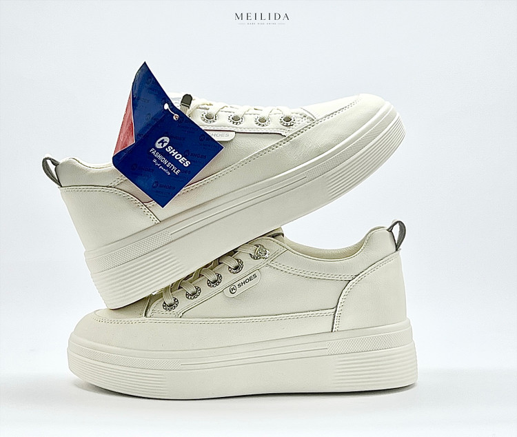 ونس بند کشی وارداتی راحتی زنانه روزمره و پیاده روی برند k shoes کد 12959 رنگ سفیدکرم